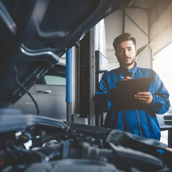 Técnico fazendo a revisão geral do sistema de ar condicionado